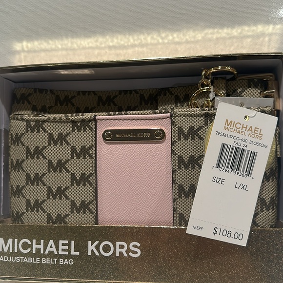 NWT Michael Kors Blossom Coated Monogram Canvas with adjustable belt. - Picture 6 of 6